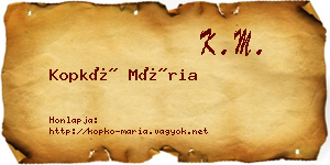 Kopkó Mária névjegykártya